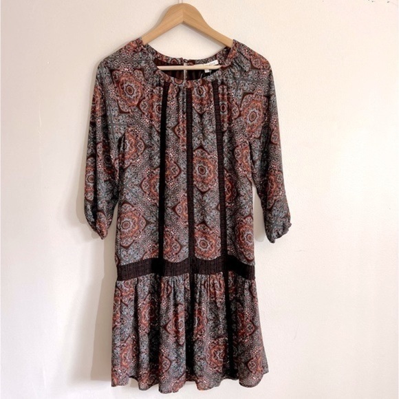 ⭐️⭐️Daniel Rainn Boho Drop Waist Crochet Accent Dress, NWT, Size Medium, - Picture 3 of 16